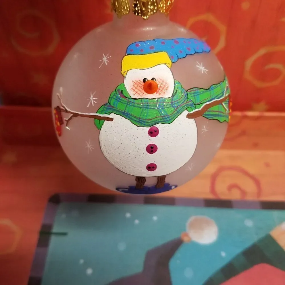 Set of 3  Hand painted 3D snowman ornaments. Aprox 8
